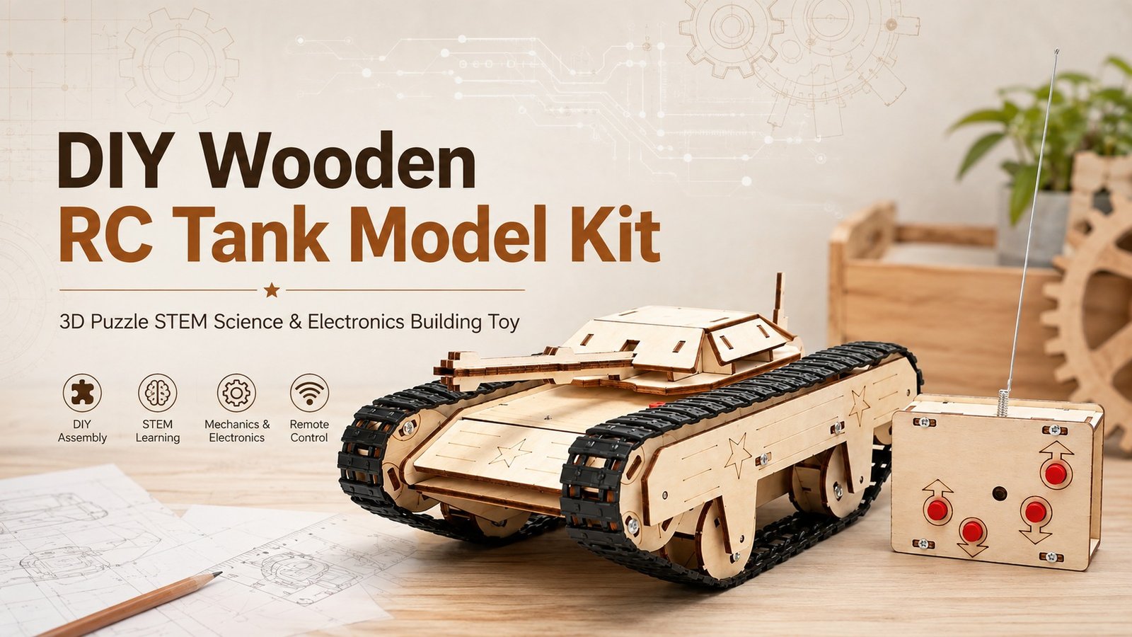 Build, Learn and Play with the DIY Wooden RC Tank Model Kit