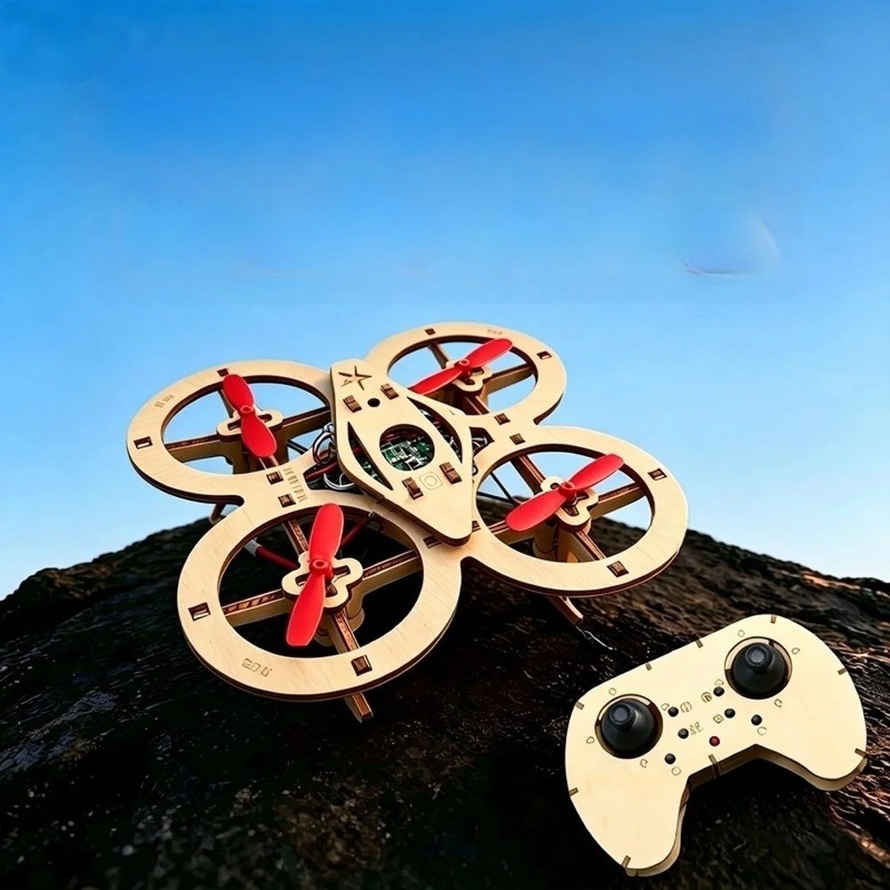 Mini Wooden RC Drone Building Kit with Remote Control